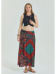 Red Plus Size Skirt with Elastic Waist and Drape Detail 4599